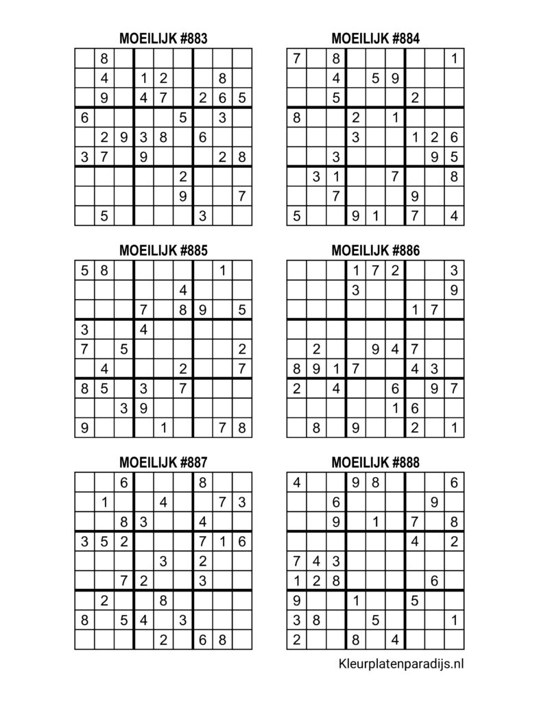 Sudoku Moeilijk 8 3