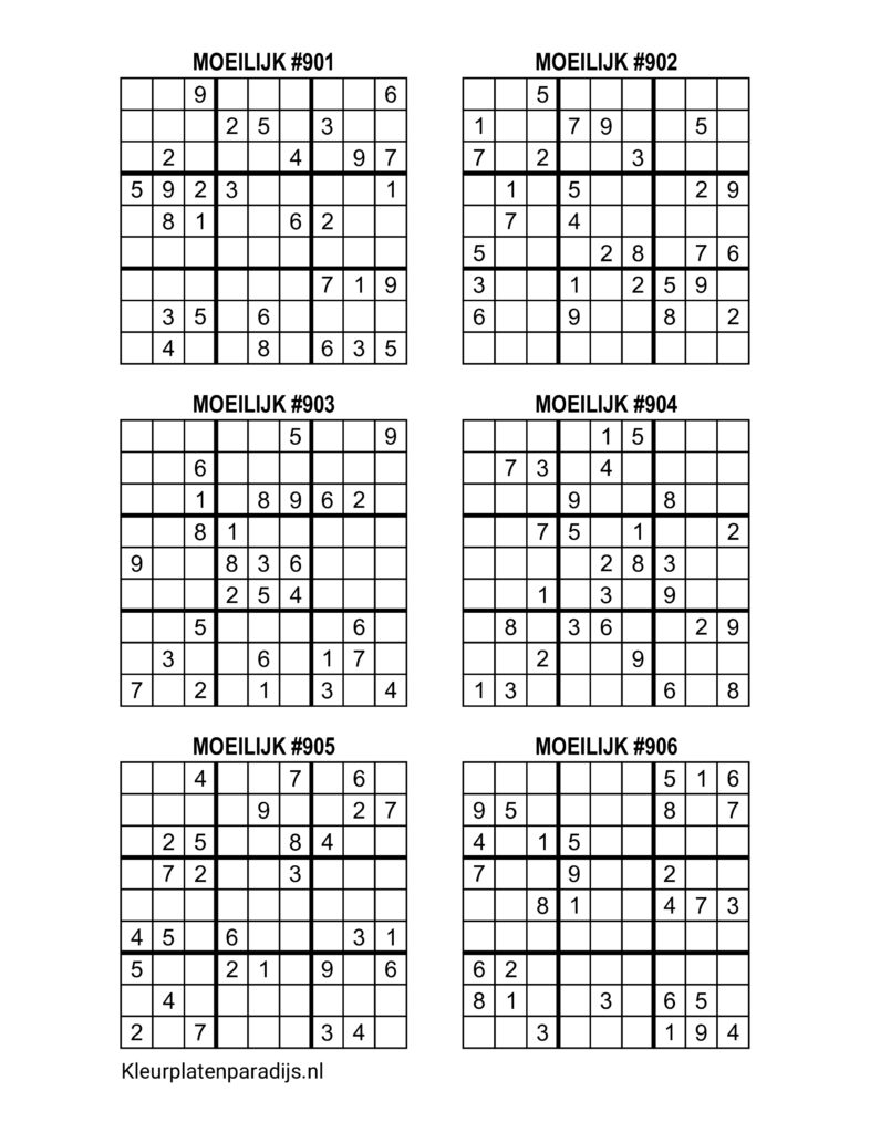 Sudoku Moeilijk 11 2