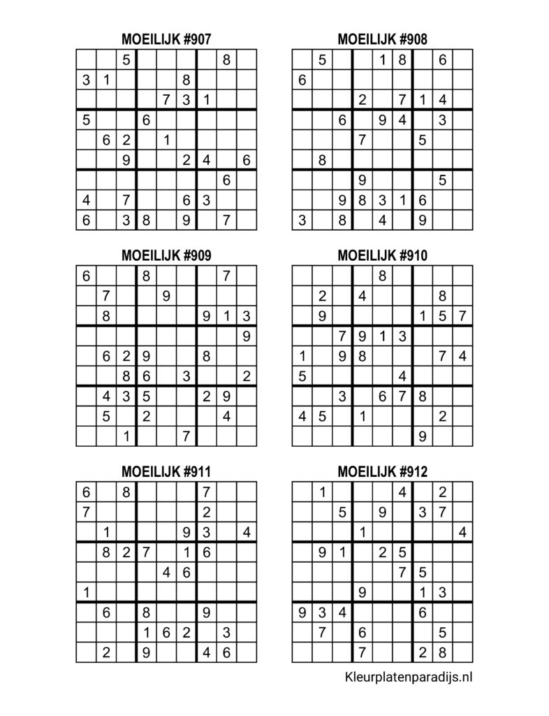 Sudoku Moeilijk 12 1