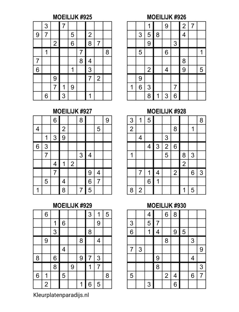 Sudoku Moeilijk 15 1