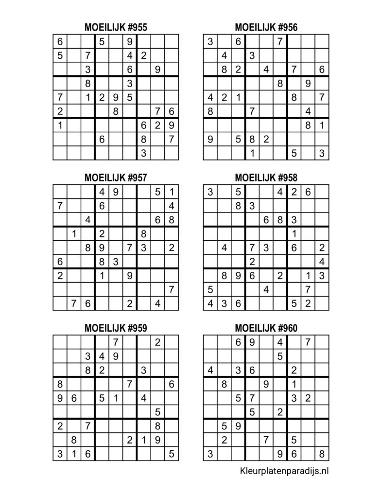 Sudoku Moeilijk 20 1
