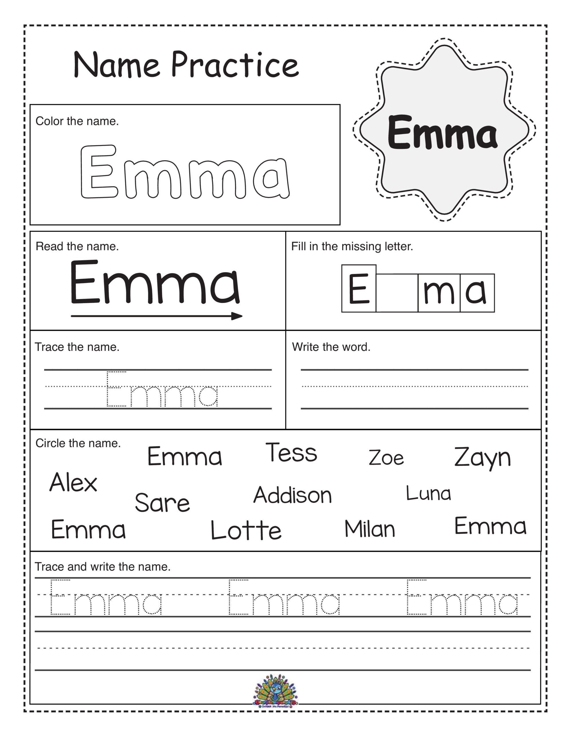 Emma worksheet 2 1 - Kleurplatenparadijs