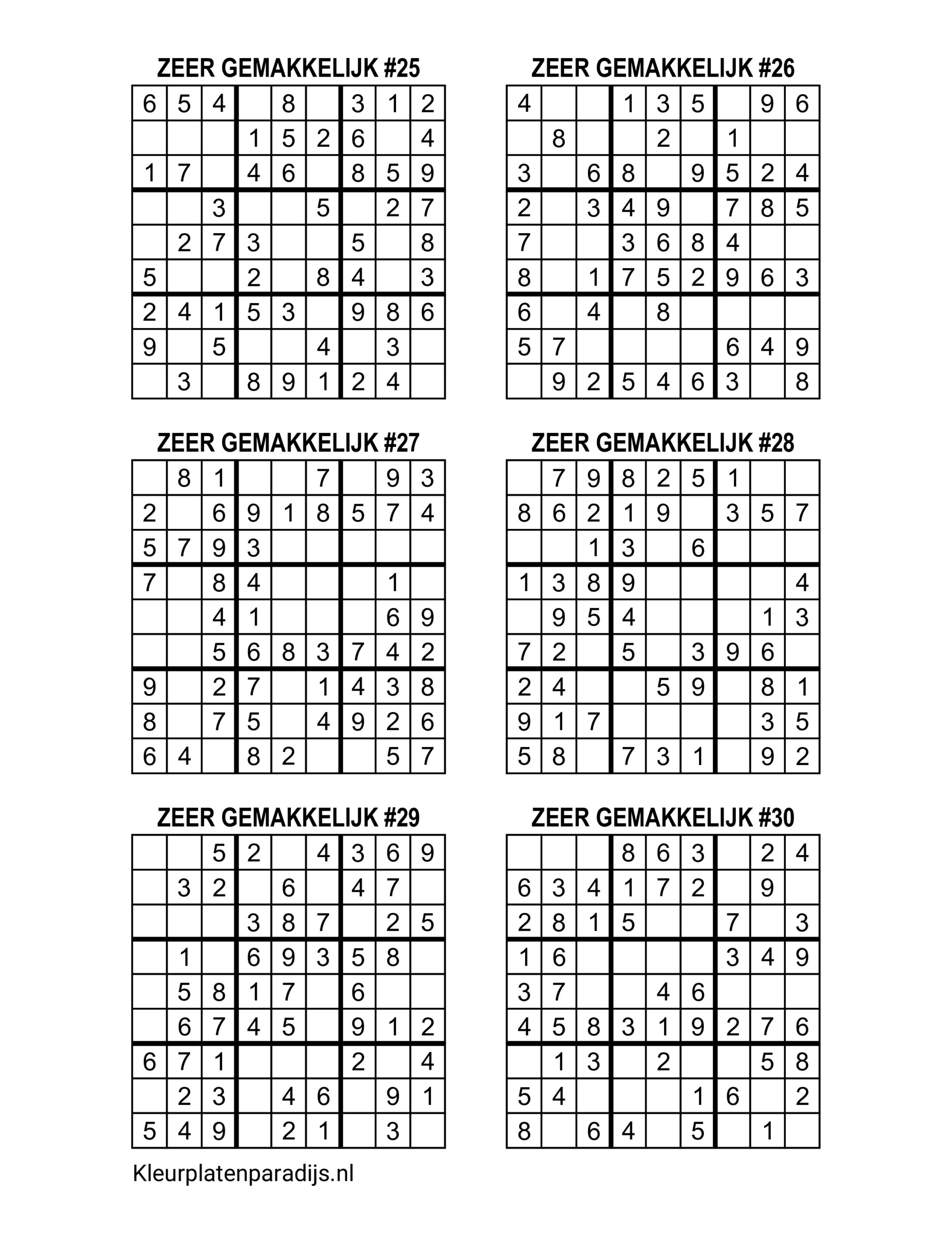 Sudoku Zeer Gemakkelijk 5 1