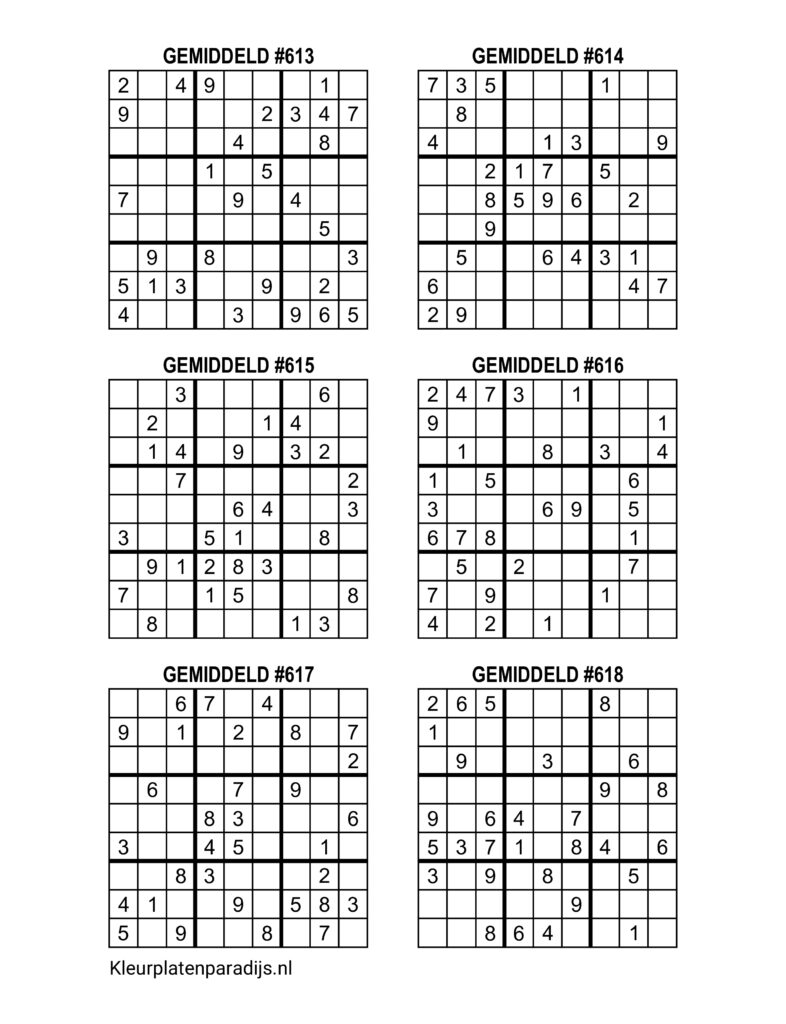 Sudoku Gemiddeld 9