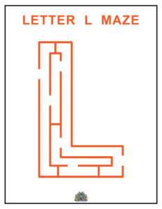 Educatief doolhof in de vorm van de letter L voor kinderen om te leren en spelen