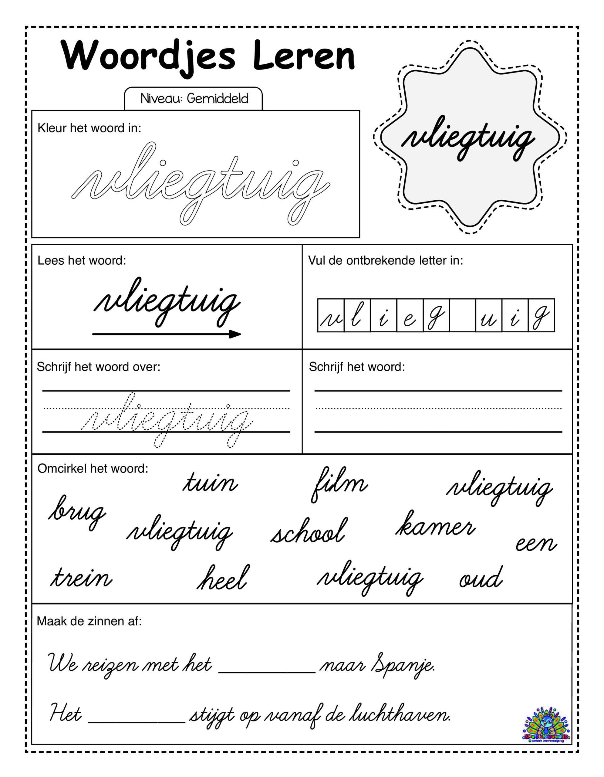 Average Dutch 40 cursive worksheets 5