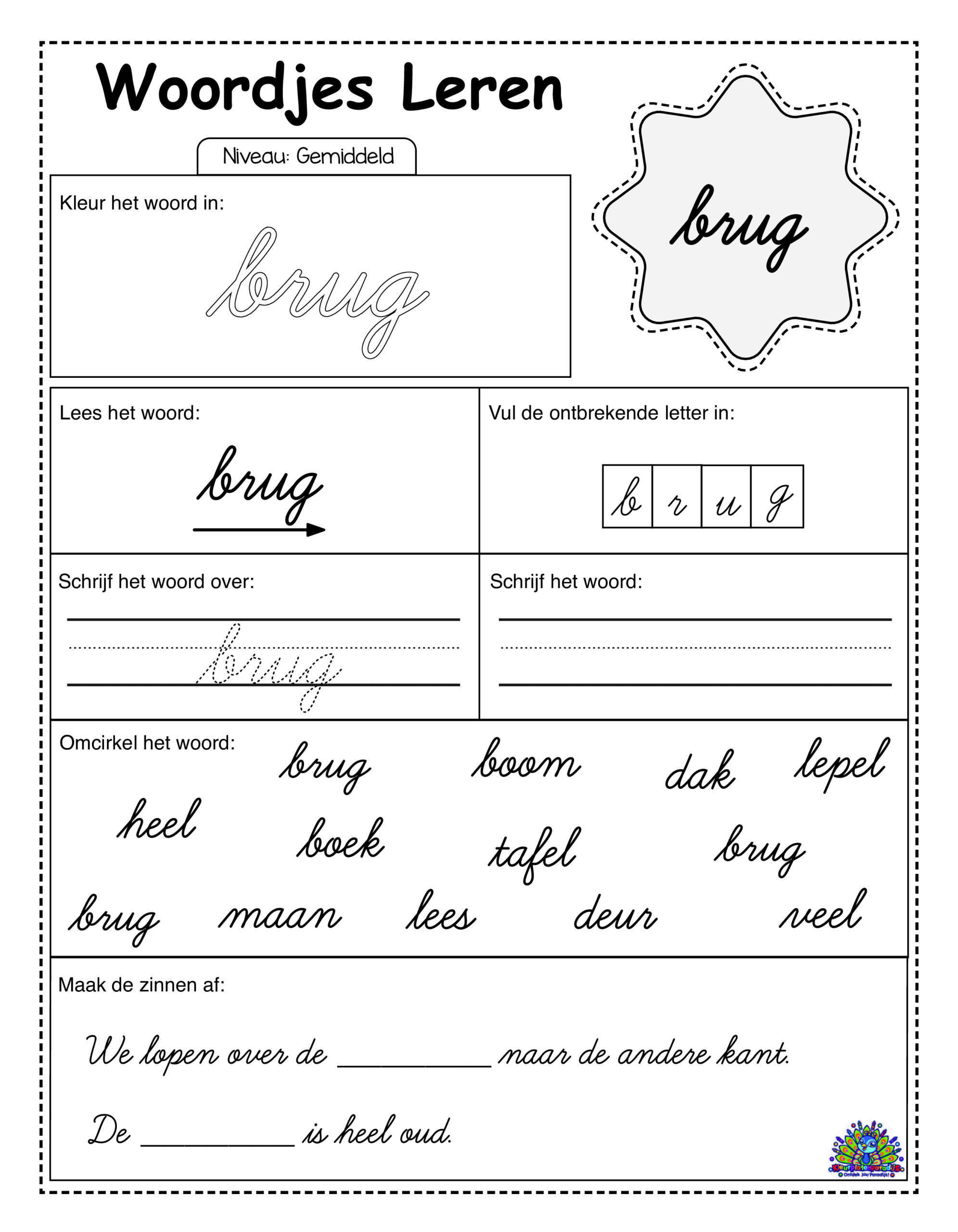 Average Dutch 40 cursive worksheets 10