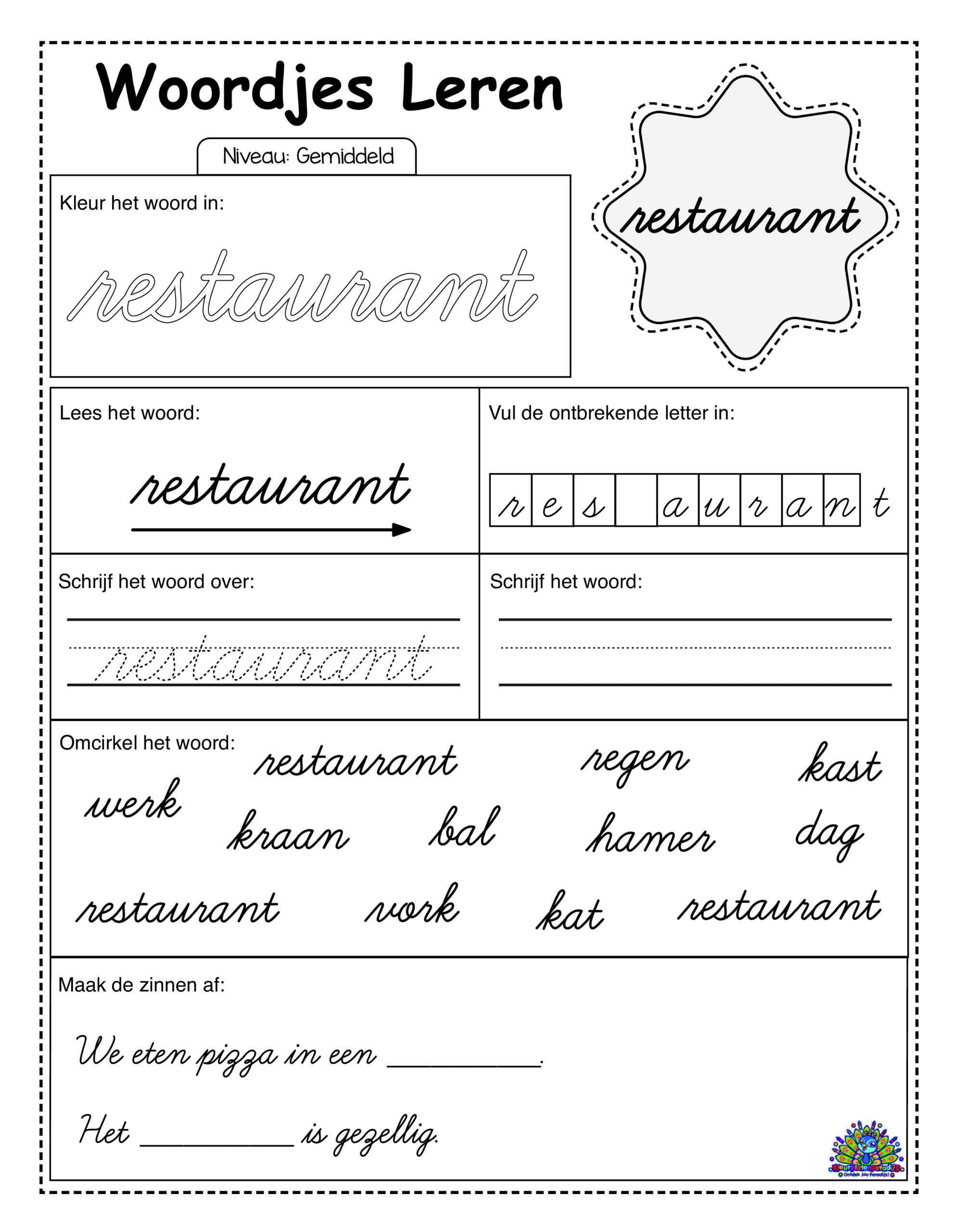 Average Dutch 40 cursive worksheets 22