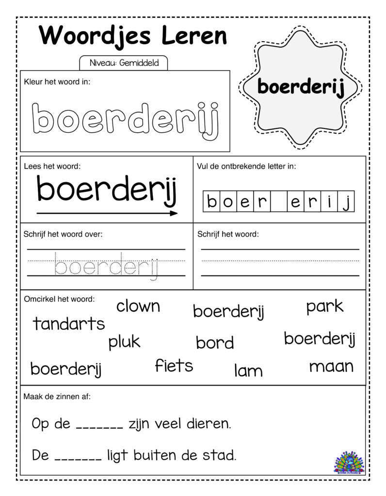 Average Dutch 40 worksheets simple 17