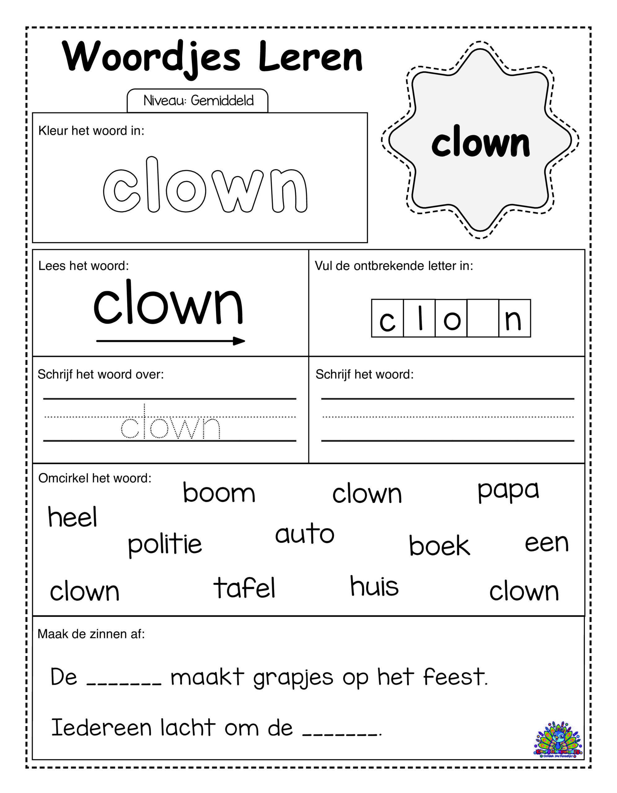 Average Dutch 40 worksheets simple 37