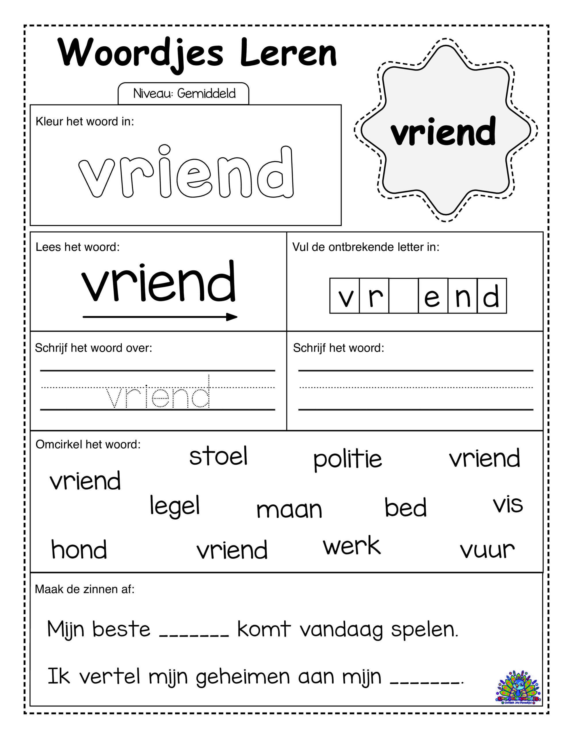 Average Dutch 40 worksheets simple 38