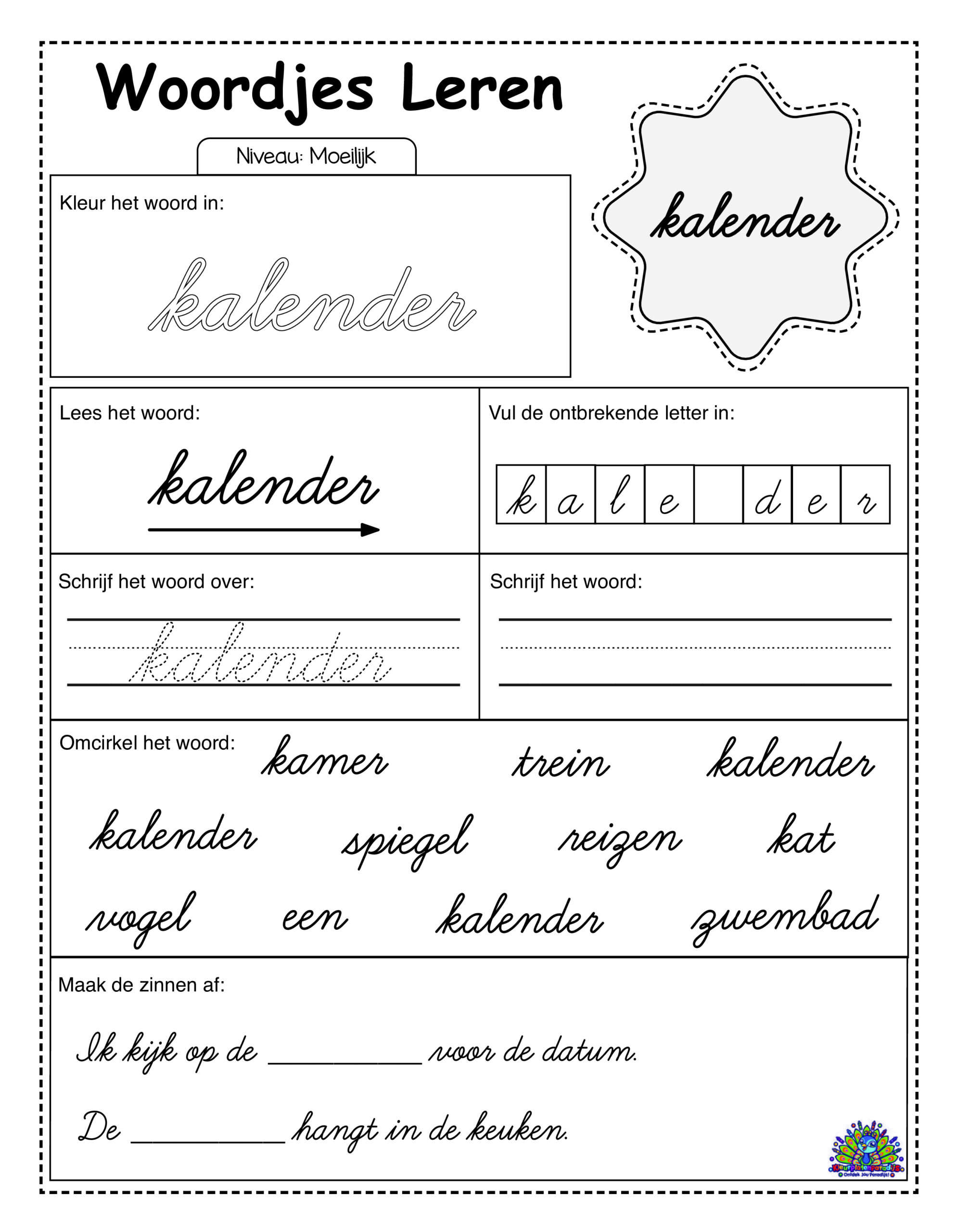 Difficult Dutch 30 cursive worksheets 14