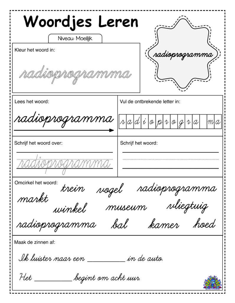 Difficult Dutch 30 cursive worksheets 25