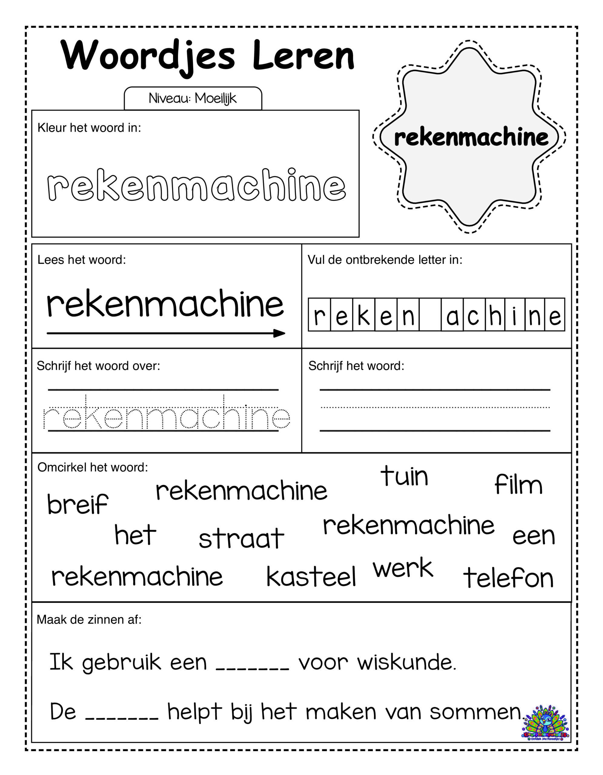Difficult Dutch 30 worksheets simple 4