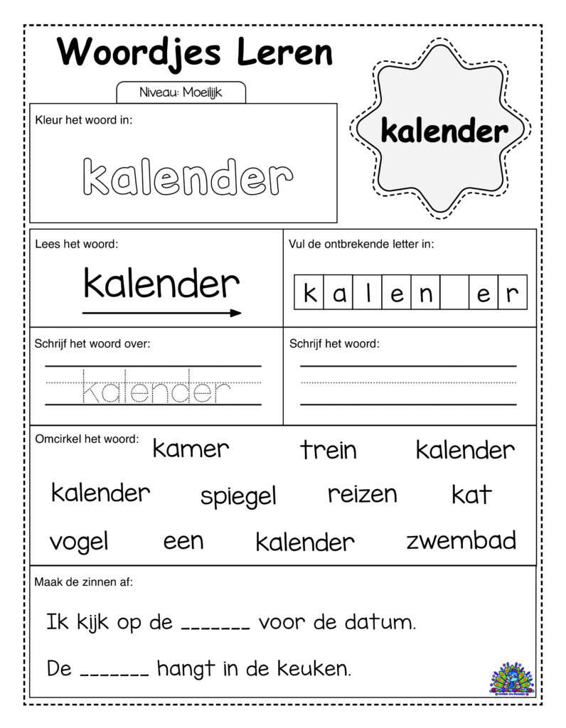 Difficult Dutch 30 worksheets simple 14