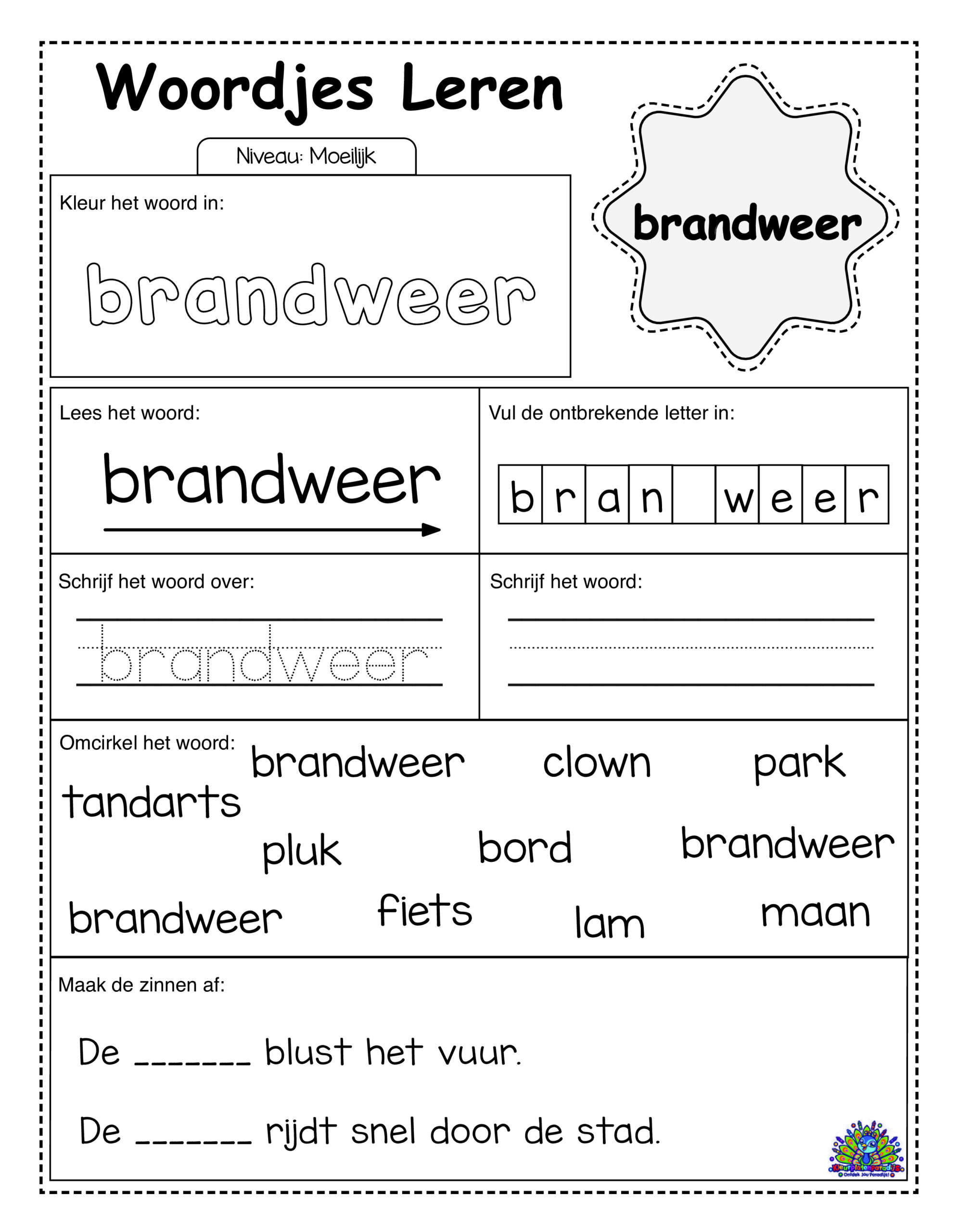 Difficult Dutch 30 worksheets simple 17