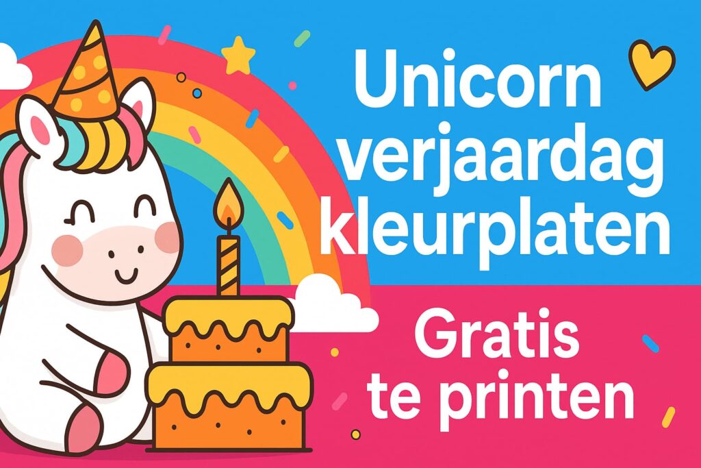 Unicorn kleurplaat voor een magische verjaardag om te printen