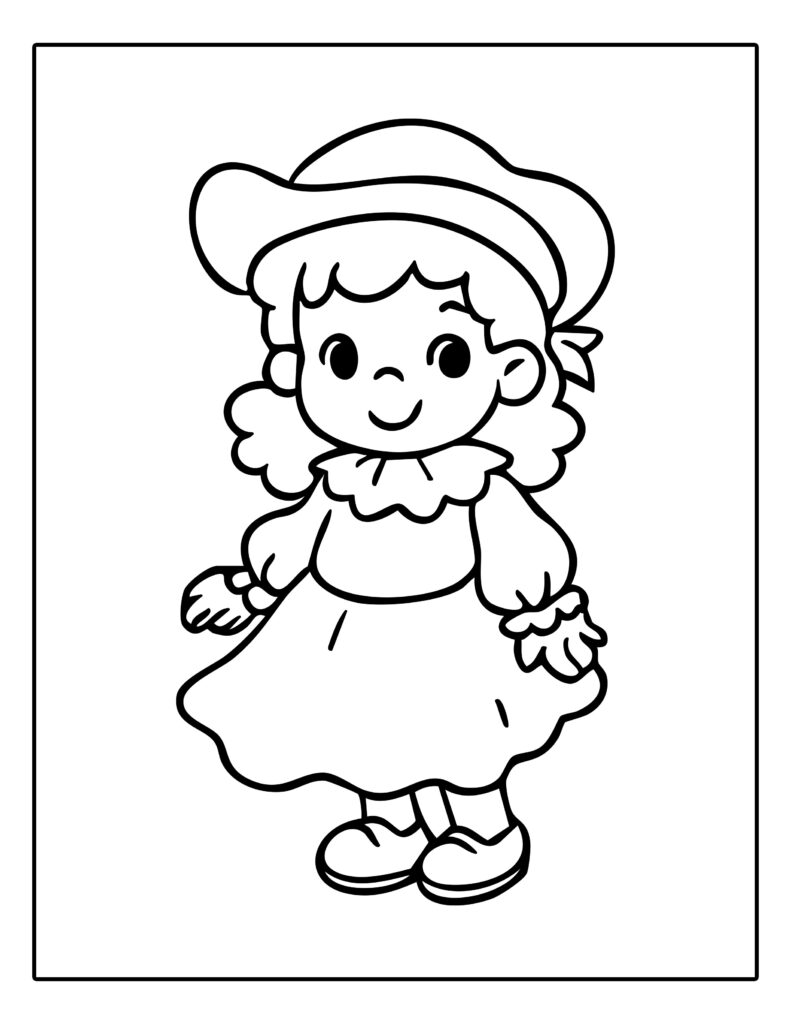 Gratis kleurplaat van een meisje verkleed als hulppietje voor Sinterklaas