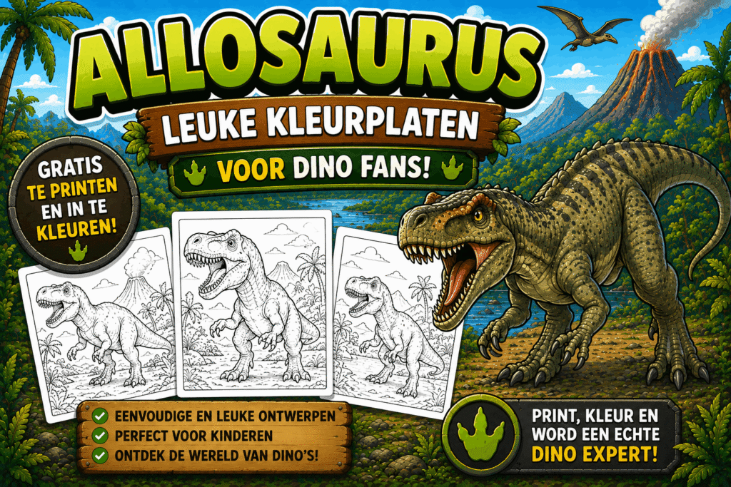 Allosaurus kleurplaten voor kinderen gratis printen en inkleuren