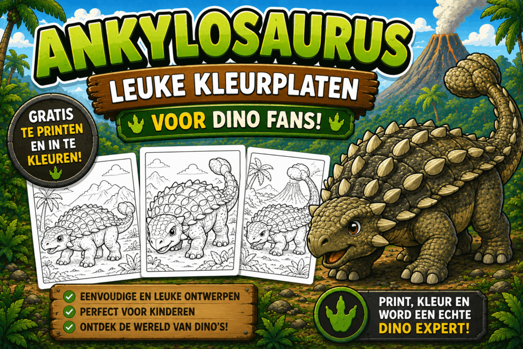 Ankylosaurus kleurplaten voor kinderen gratis printen en inkleuren