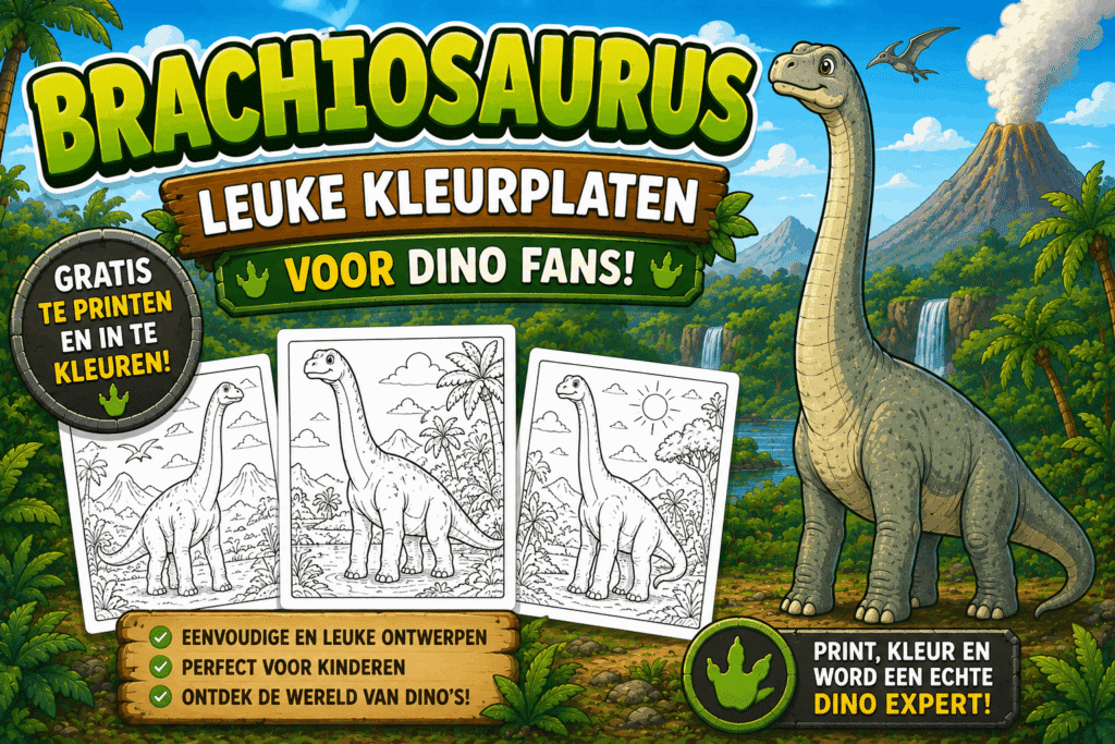 Brachiosaurus kleurplaten voor kinderen gratis printen en inkleuren