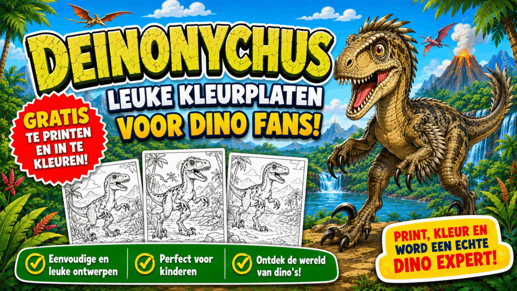 Deinonychus kleurplaten voor kinderen gratis printen en inkleuren