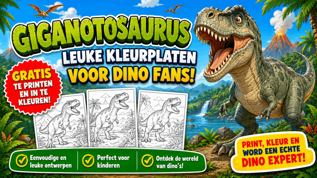 Giganotosaurus kleurplaten voor kinderen gratis printen en inkleuren