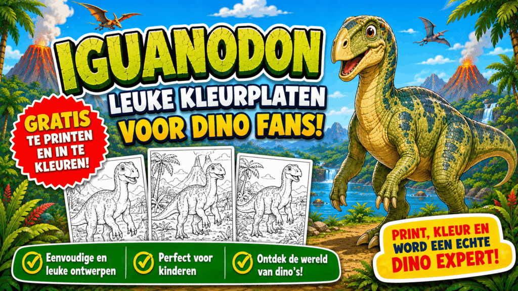 Iguanodon kleurplaten voor kinderen gratis printen en inkleuren