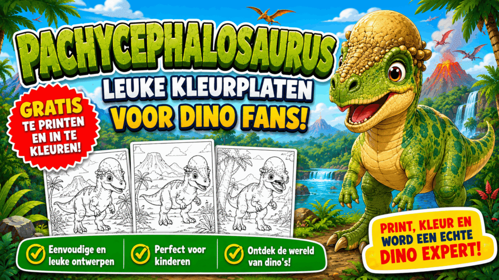 Pachycephalosaurus kleurplaten voor kinderen gratis printen en inkleuren