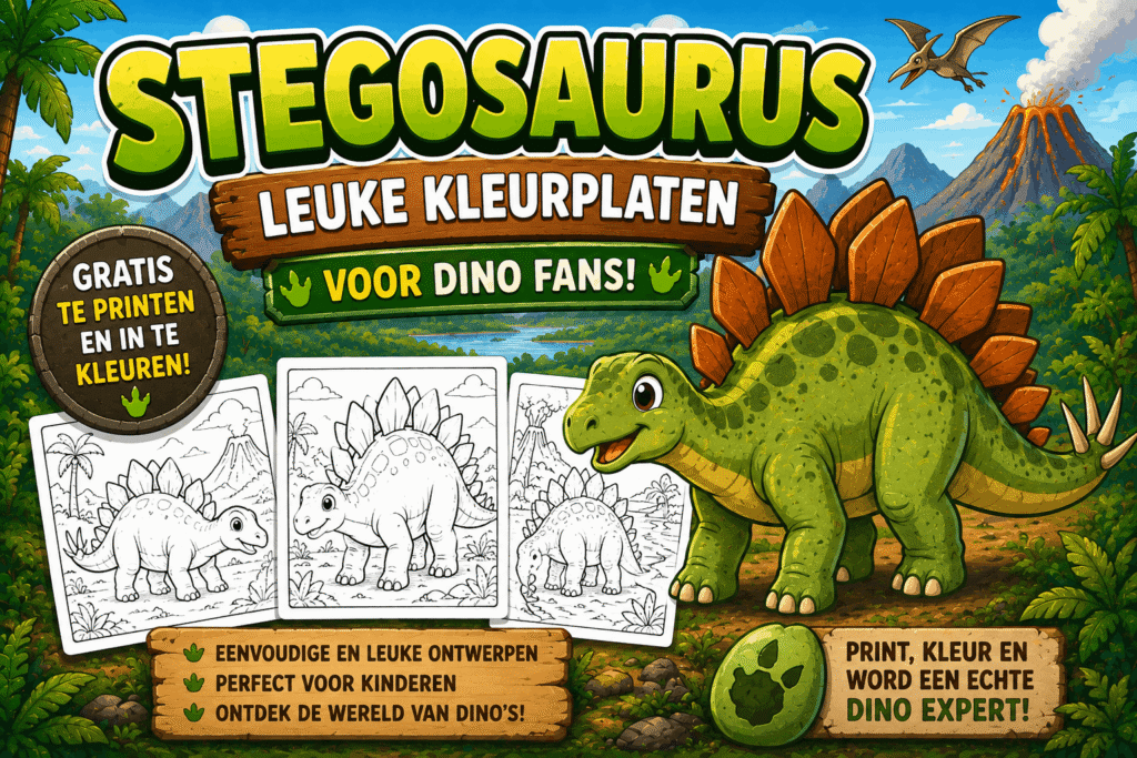 Stegosaurus kleurplaten voor kinderen gratis printen en inkleuren