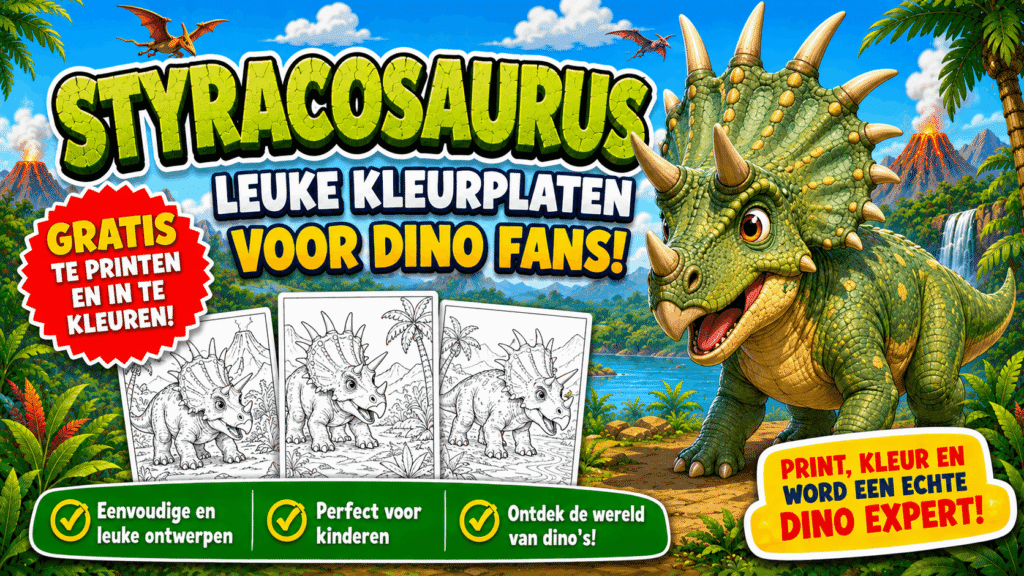 Styracosaurus kleurplaten voor kinderen gratis printen en inkleuren