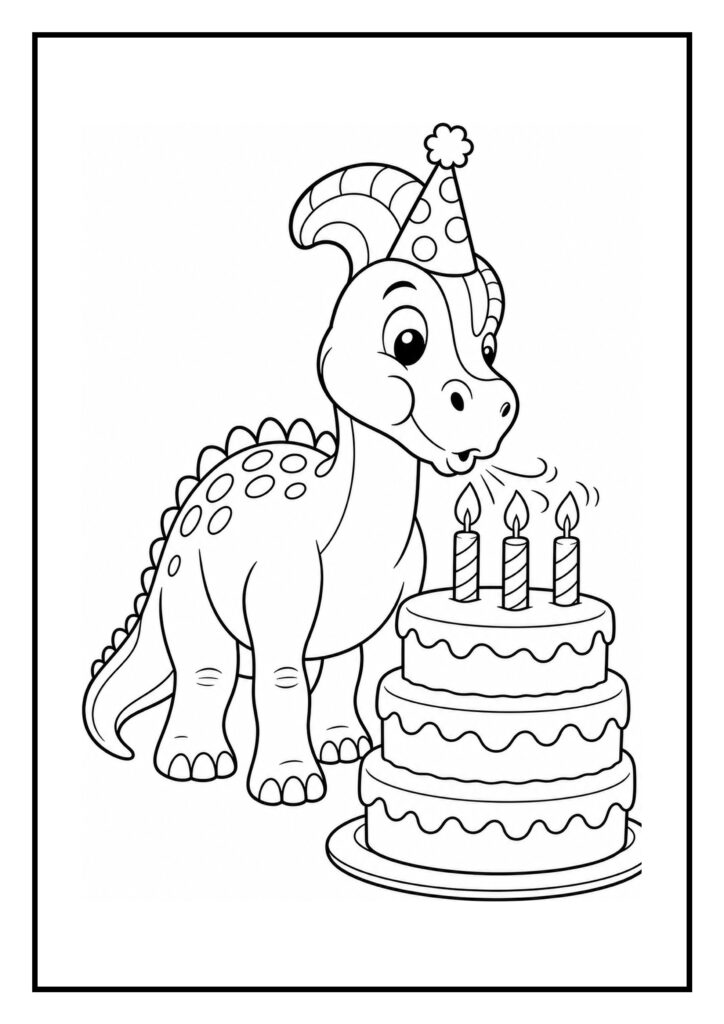 Corythosaurus with a Giant Birthday Cake