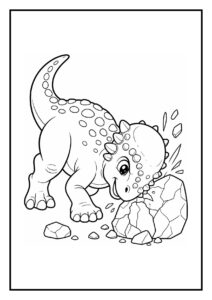 Pachycephalosaurus die over een lage steen springt om een ei te beschermen in een kleurplaat