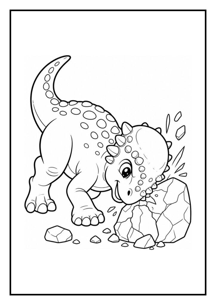 Pachycephalosaurus die over een lage steen springt om een ei te beschermen in een kleurplaat