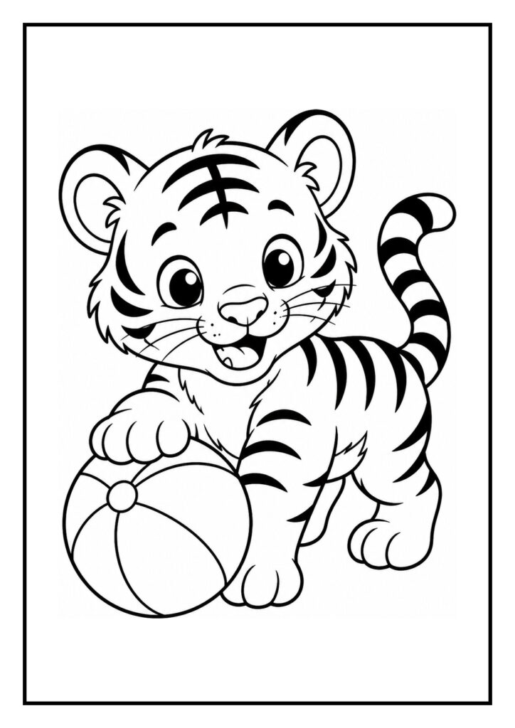 Tijger die uit een houten krat klimt
