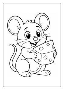 Vrolijke muis die een gieter vasthoudt in een klein tuintje