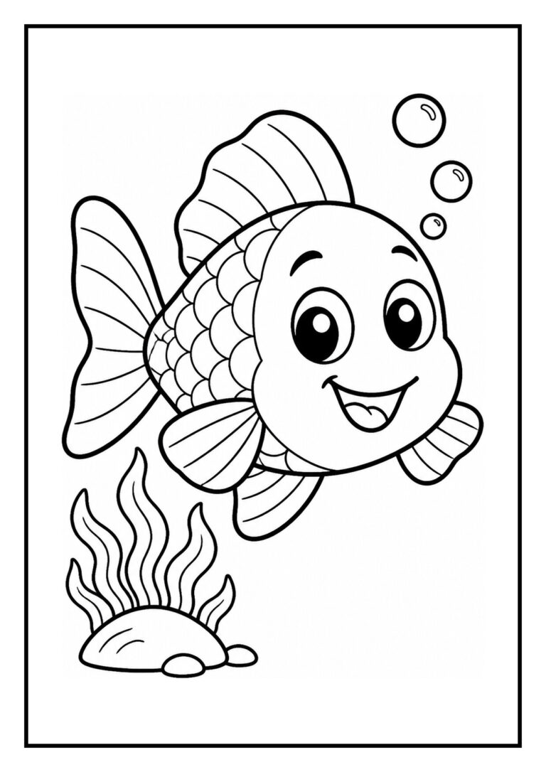 Vrolijke vis met grote ogen die bubbels blaast en langs de zeebodem snuffelt onder water
