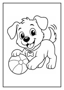 Speelse puppy die vrolijk een cupcake redt op een kleurplaat