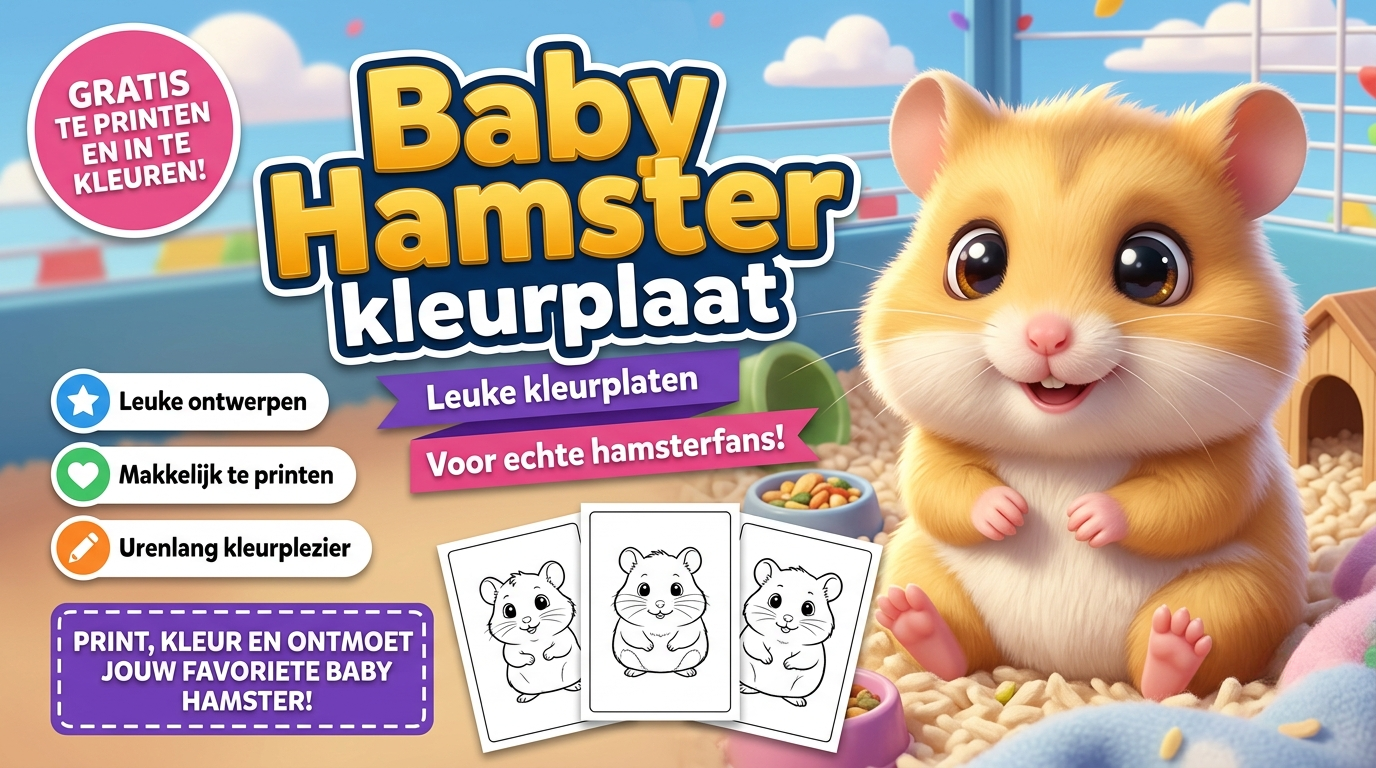 Baby Hamster kleurplaat