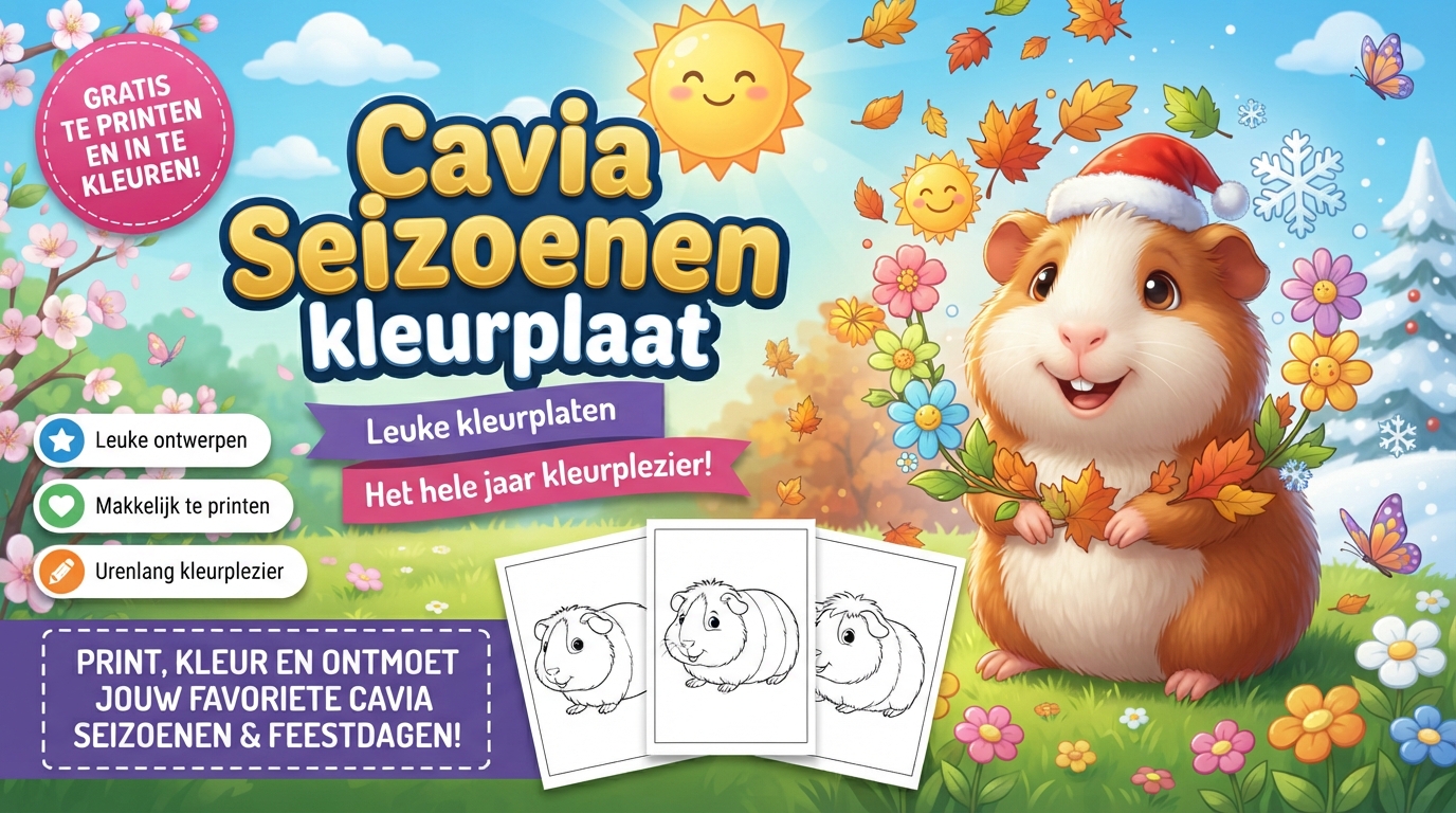 Cavia Seizoenen & Feestdagen kleurplaat