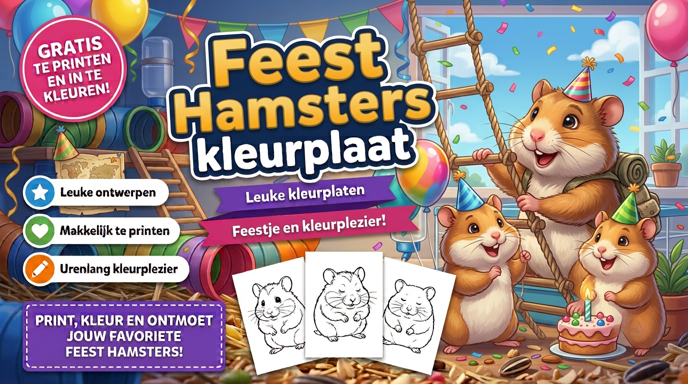 Feest Hamsters kleurplaat
