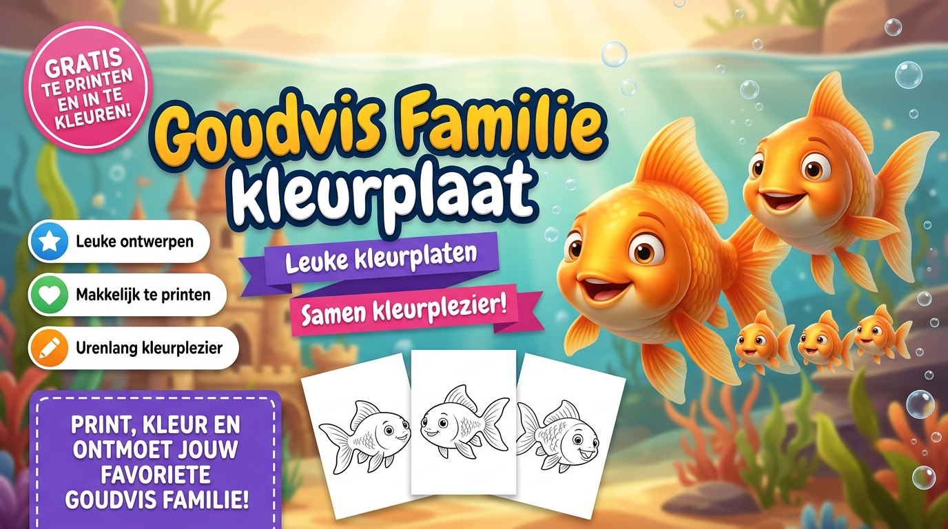 Goudvis Familie kleurplaat