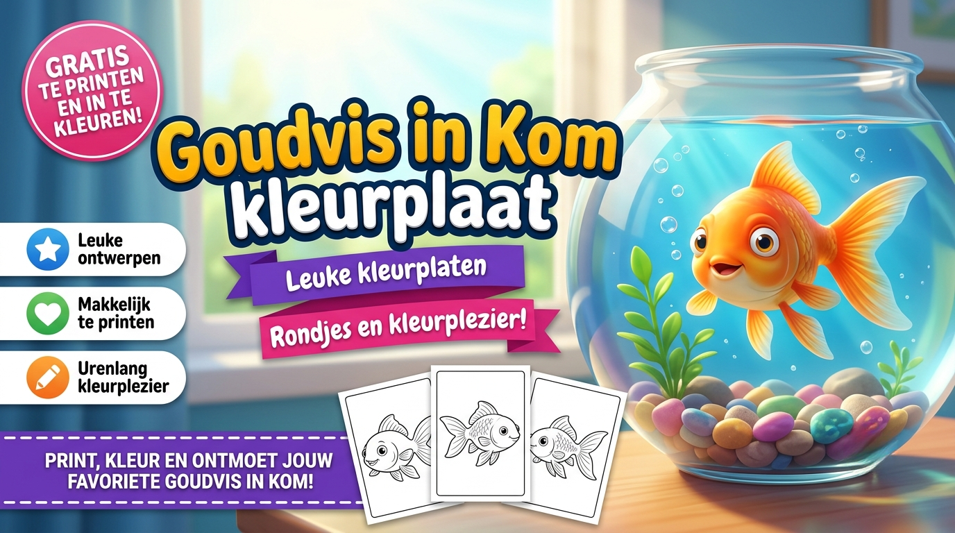 Goudvis in Kom kleurplaat