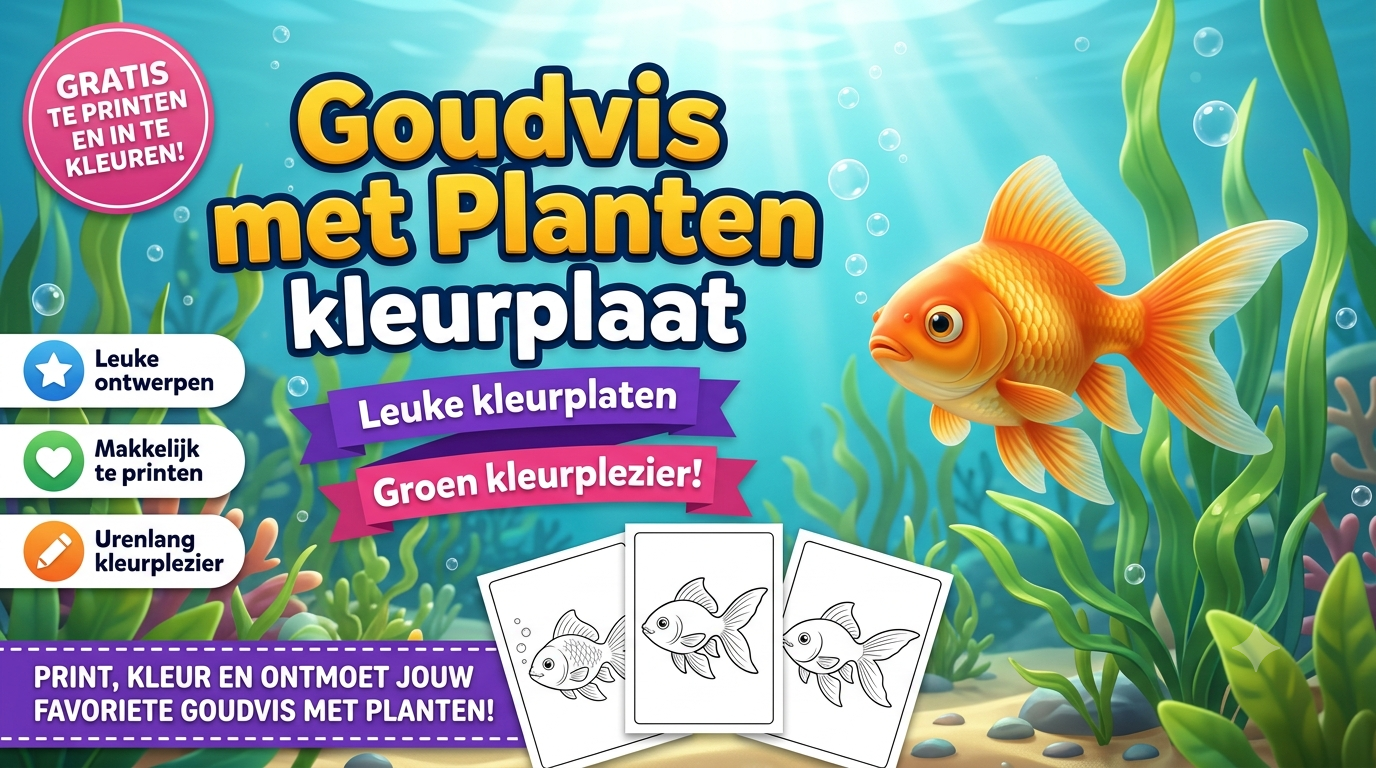 Goudvis met Planten kleurplaat