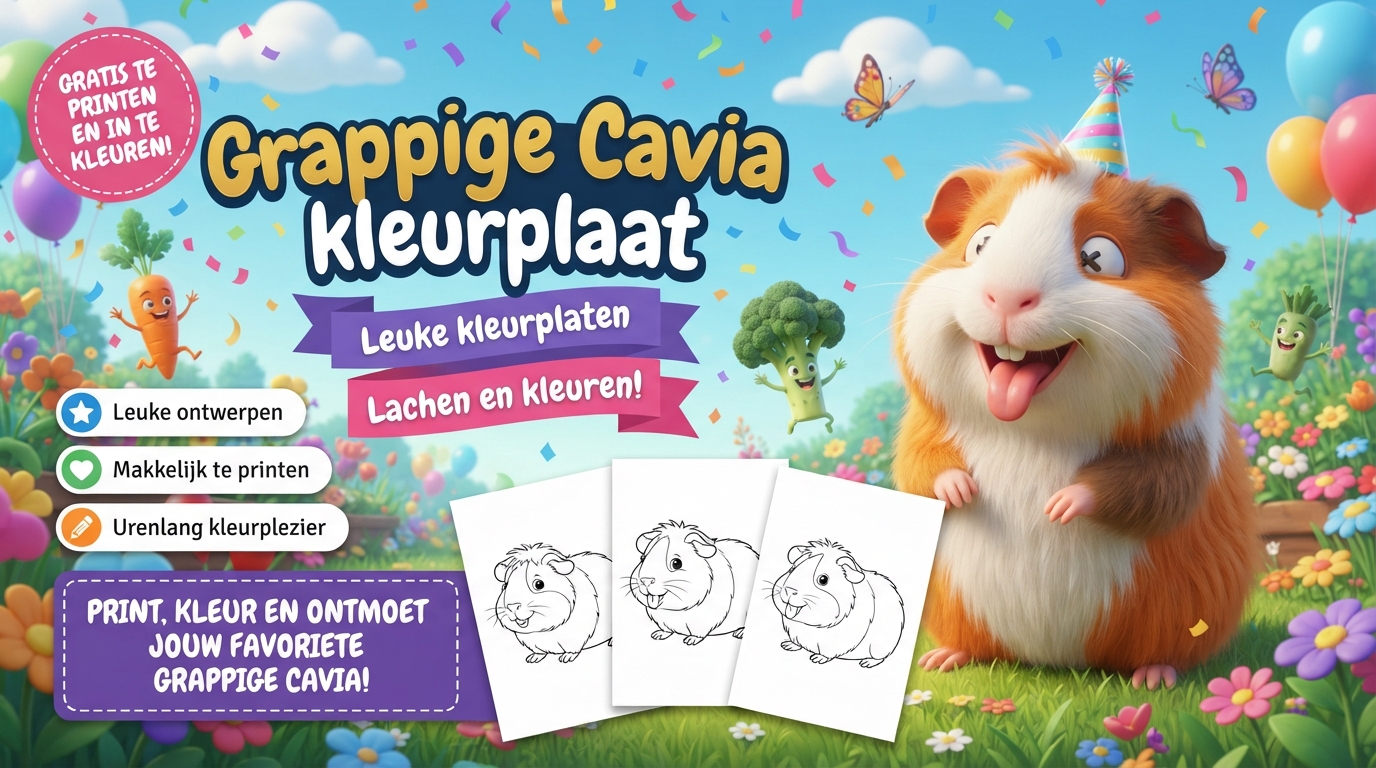 Grappige Cavia kleurplaat