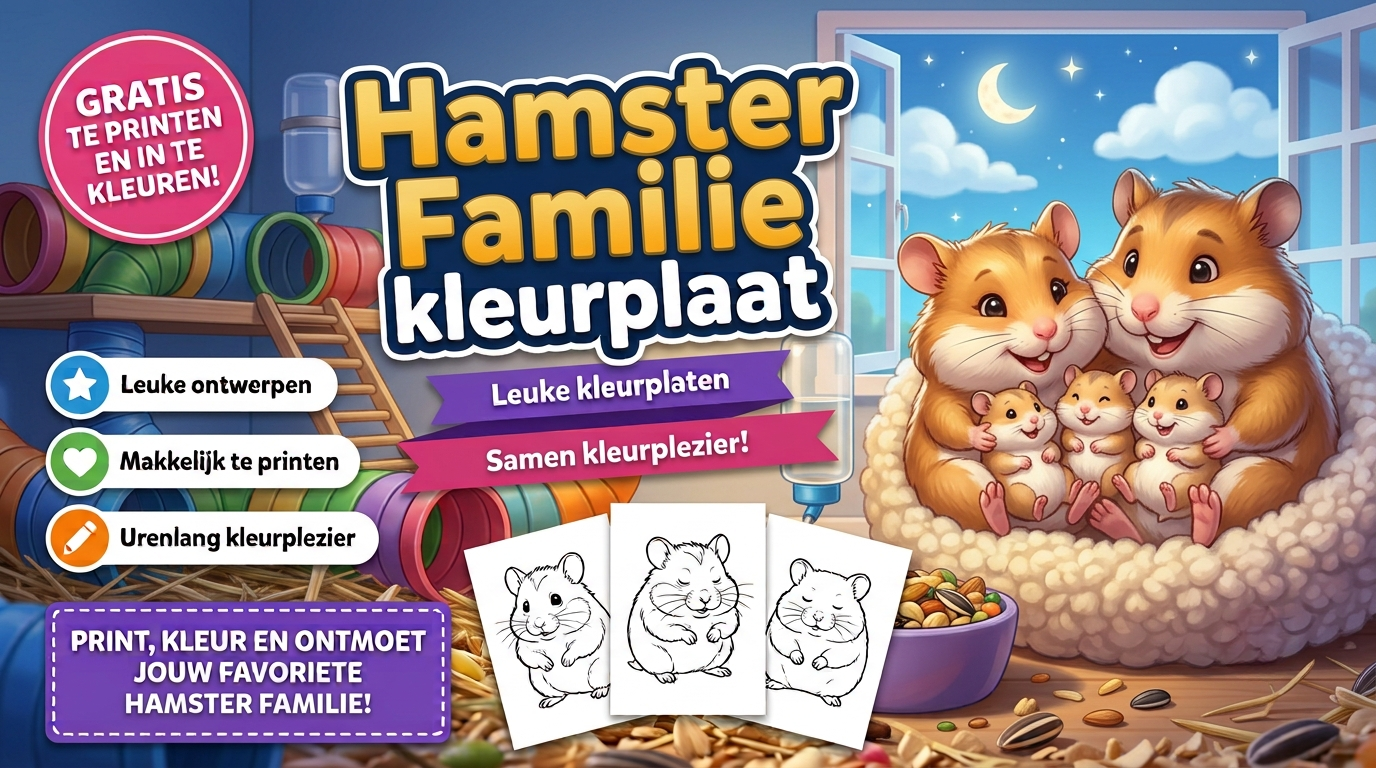 Hamster Familie kleurplaat