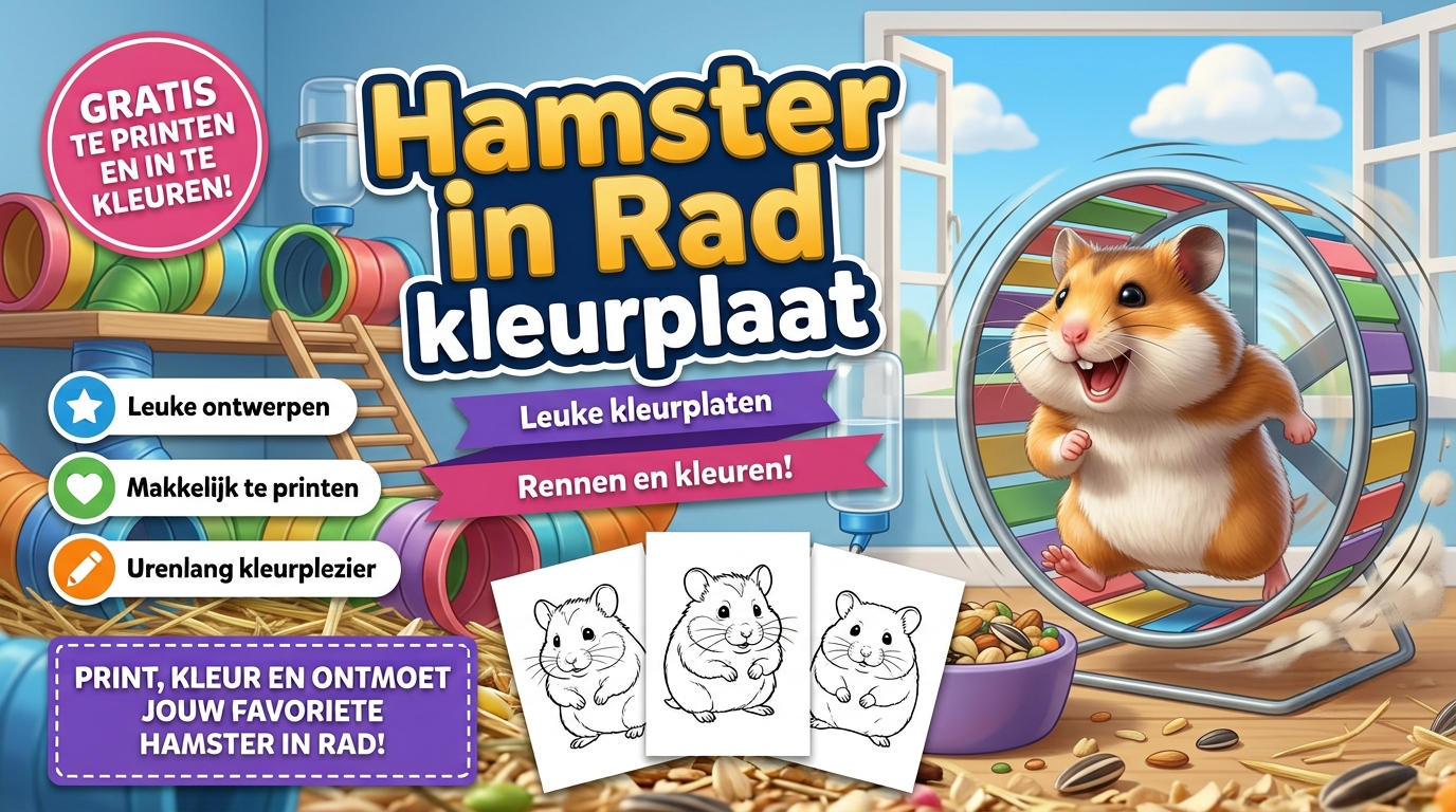 Hamster in Rad kleurplaat