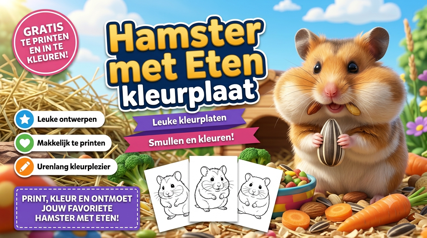 Hamster met Eten kleurplaat