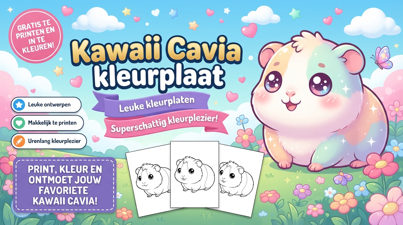 Kawaii Cavia kleurplaat
