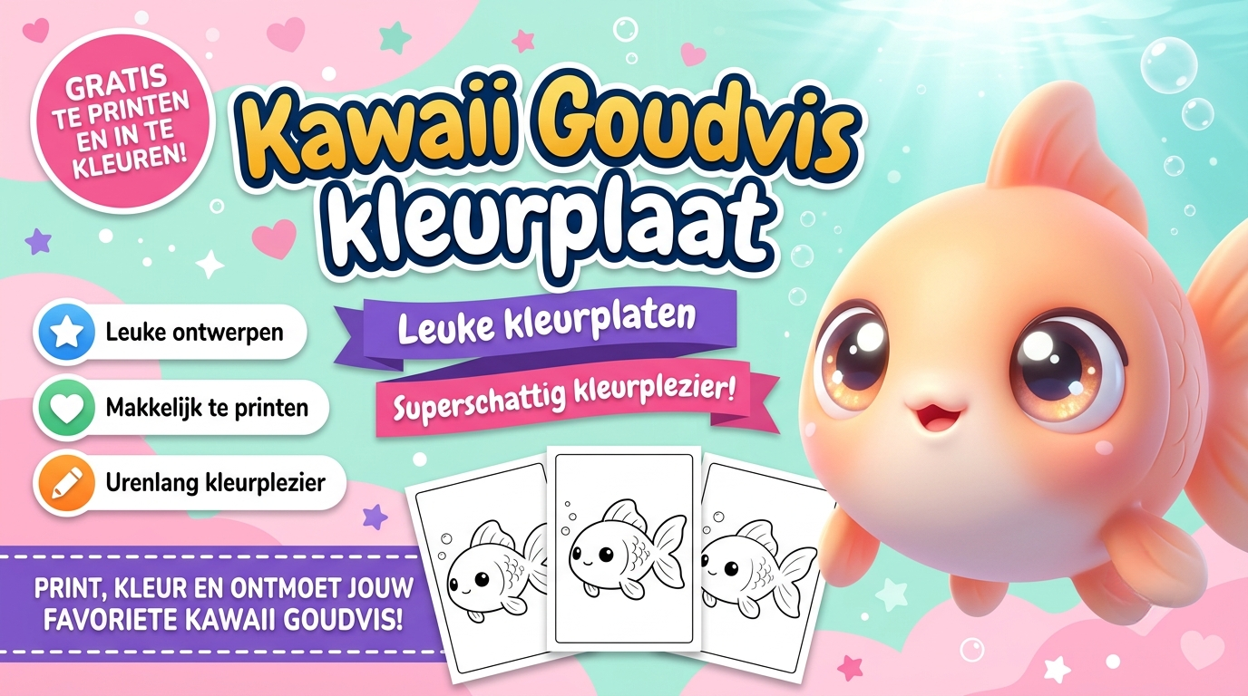 Kawaii Goudvis kleurplaat